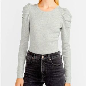 Express ruched sleeve fitted sweater
